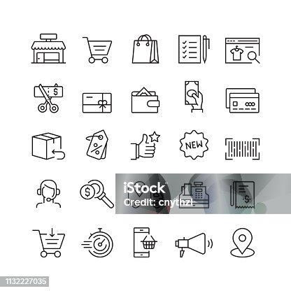 istock Shopping and Retail Related Vector Line Icons 1132227035