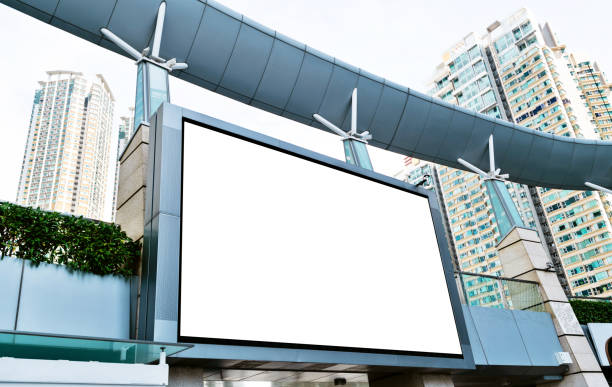 Blank billboard on the wall of shopping mall