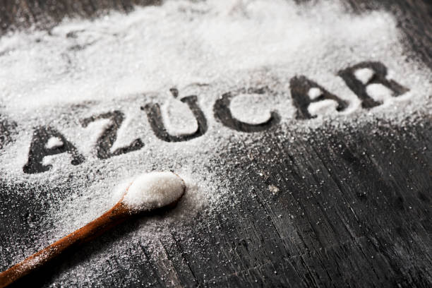 istock word sugar in Spanish written with sugar 1132230253