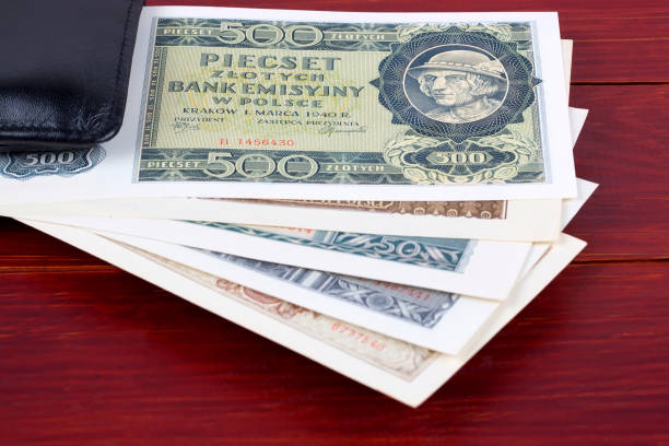 istock Old Polish money in the black wallet 1132230718