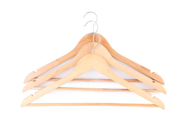 istock Wooden hangers isolated on white background 1132236427