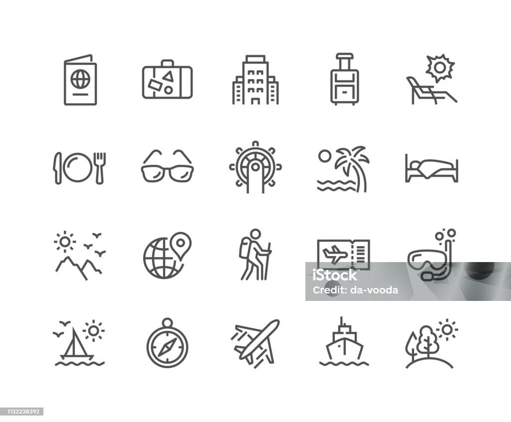 Linje resor ikoner - Royaltyfri Ikon vektorgrafik Linje resor ikoner - Royaltyfri Ikon vektorgrafik
