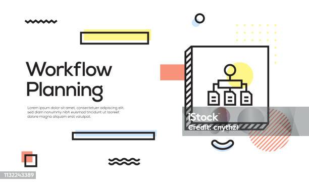 Workflow Planning Concept Geometric Retro Style Banner And Poster ...