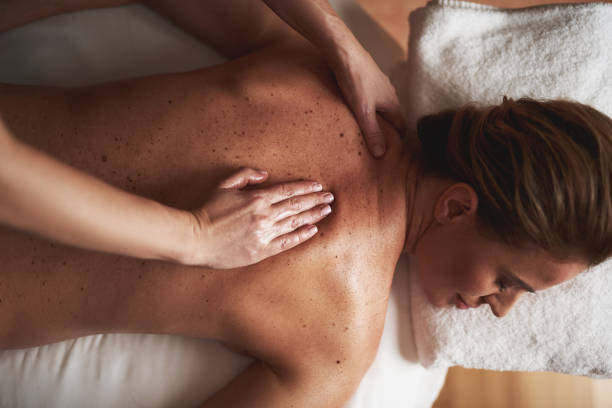 istock Top view of young lady having massage in spa salon 1132244364