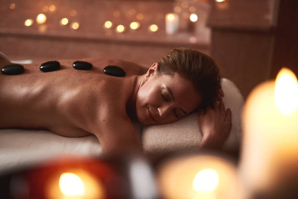 istock Young smiling lady being relax on massage table 1132244396