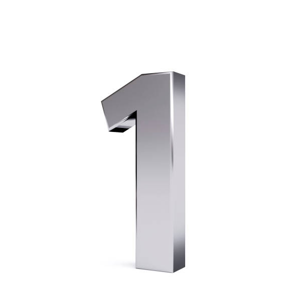 Metal number 1, isolated on white. Collection.