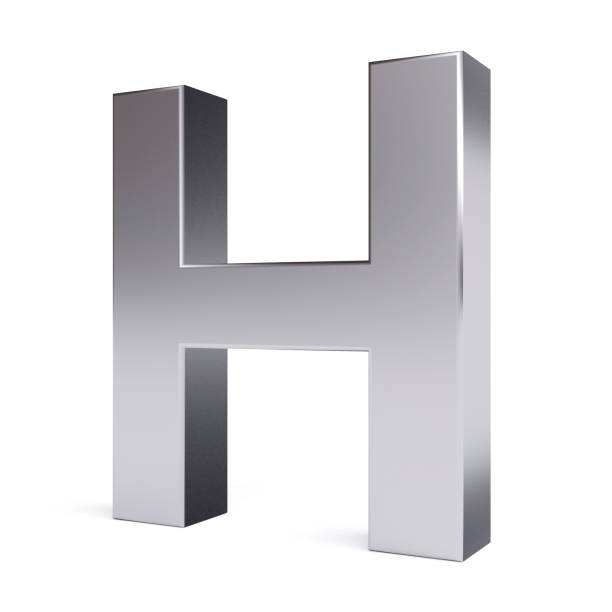 metalowa litera h. kolekcja. - letter h alphabet metal three dimensional shape zdjęcia i obrazy z banku zdjęć