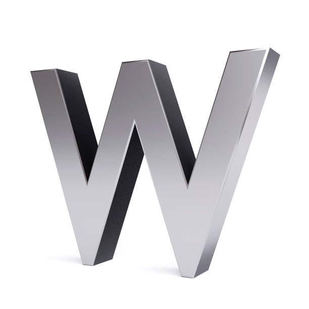 Metal letter W. Collection. 3d image
