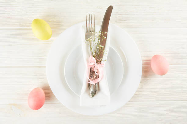istock Easter table setting concept with a lot of copy space. 1132250249