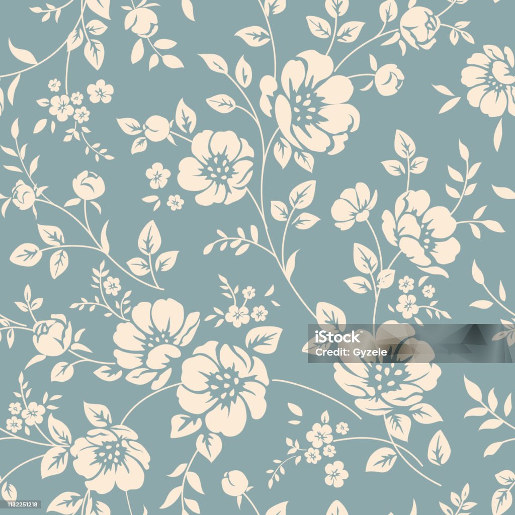 Seamless Vector Floral Wallpaper Decorative Vintage Pattern In Classic  Style With Flowers And Twigs Stock Illustration - Download Image Now -  iStock