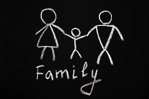 istock Chalk drawing of a family on black board 1132251900
