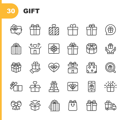 30 Gift Outline Icons.