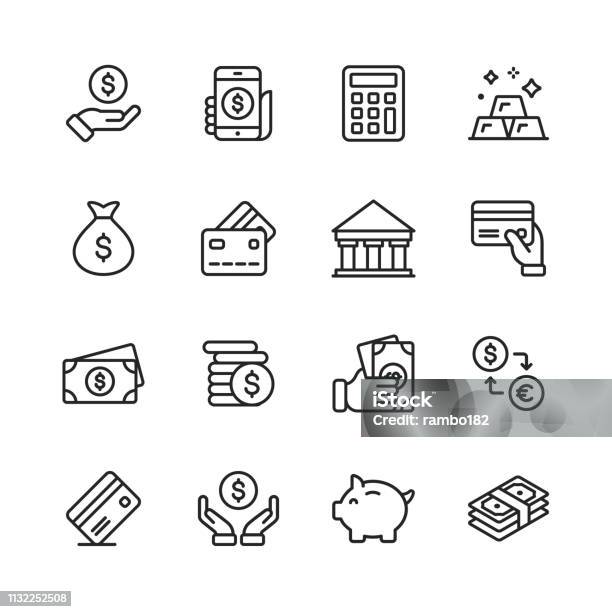 Ilustración de Iconos De Línea De Dinero Y Finanzas Trazo Editable Pixel Perfect Para Móvil Y Web Contiene Iconos Como Dinero Monedero Cambio De Divisas Banca Finanzas y más Vectores Libres de Derechos de Ícono
