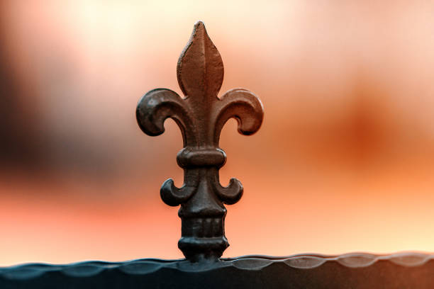 Ancient rusty forged fence decoration,  vintage decoration for design purpose