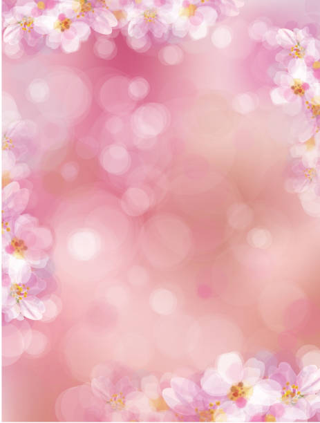 Vector  pink, bokeh, floral  background. vector art illustration