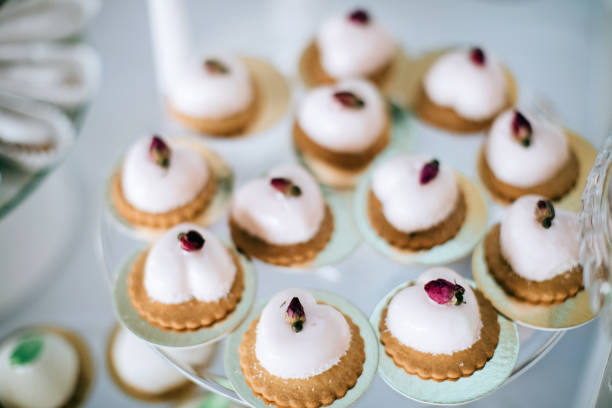 istock Beautiful cakes with a rosebuds 1132256041