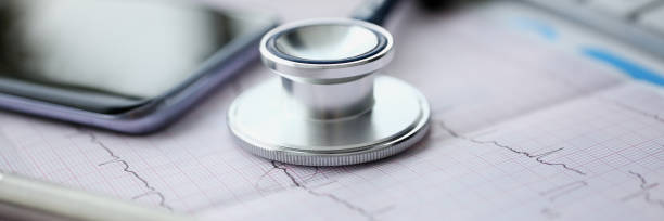 istock Medical stethoscope head and red toy heart 1132260176