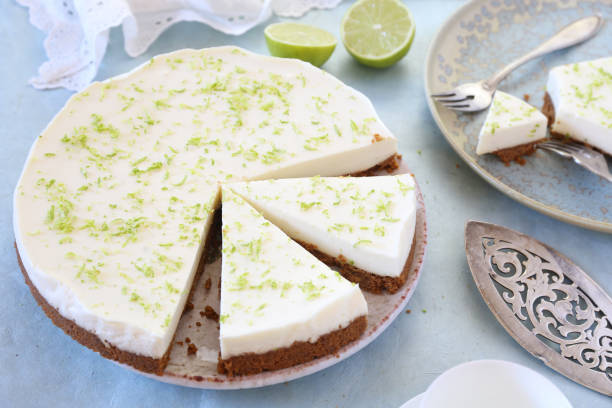 istock Lime cheesecake and cup of coffee 1132260384