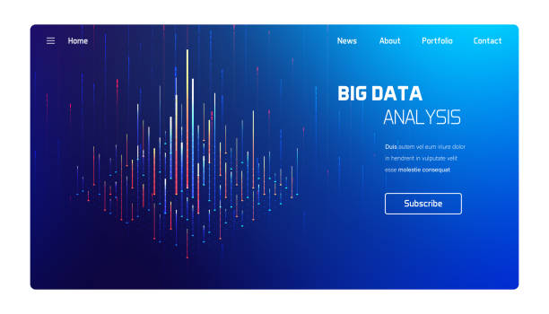 Big data modern graph Big data analysis, computer processing visualisation, business and finance tradings, futuristic isometric vector infographics illustration landing page illustrations stock illustrations