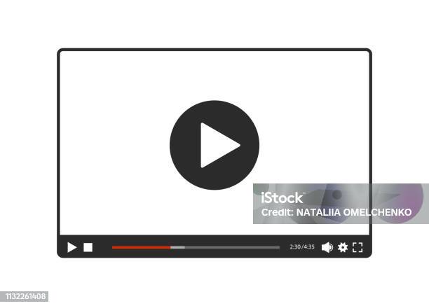 Video Player For Web In Black And White Vector Stock Illustration - Download Image Now - Movie, Icon Symbol, Playing