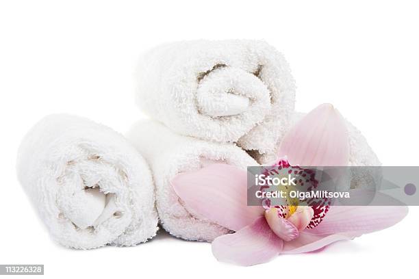 Flower And Towels Stock Photo - Download Image Now - Blossom, Color Image, Cut Out