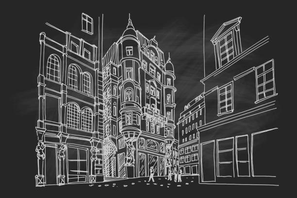 vector sketch of architecture in Graben street in Vienna, Austria. vector sketch of architecture in Graben street in Vienna, Austria. graben vienna stock illustrations