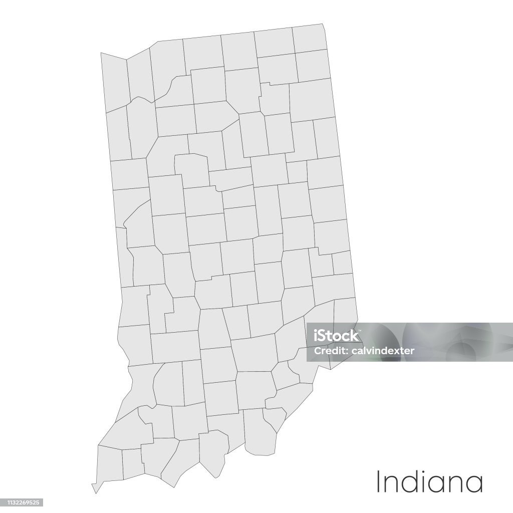 Indiana state counties map Vector illustration of the map of the Indiana state and all its counties. American Culture stock vector