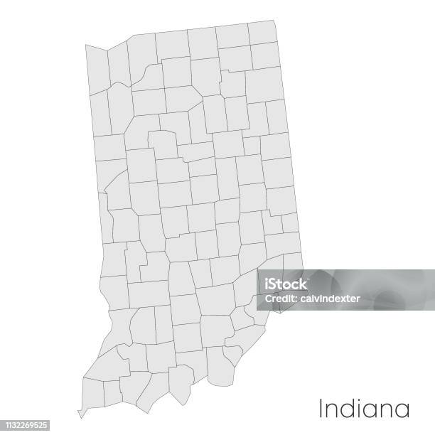 Indiana State Counties Map Stock Illustration - Download Image Now - American Culture, Art, Art And Craft