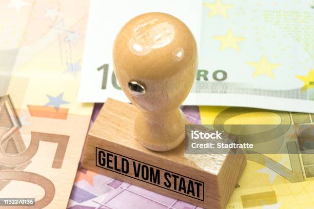Euro Banknotes And A Stamp With The Imprint Money From The State Stock Photo - Download Image Now