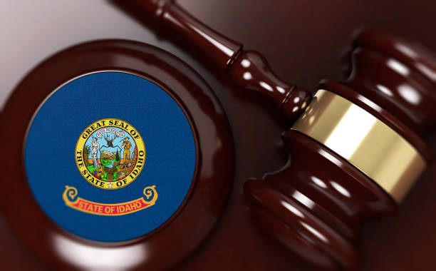 istock Gavel And Flag On Desk. Law Concept 1132272184