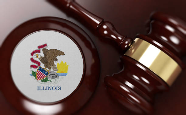 istock Gavel And Flag On Desk. Law Concept 1132272324