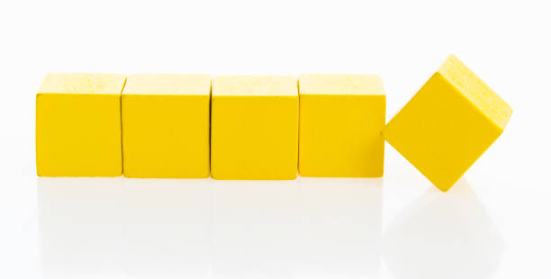 istock Wooden blocks in a row on white background 1132273330