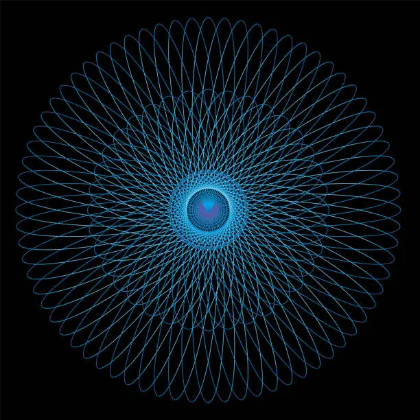 Vector illustration of spirograph pattern in blue and purple