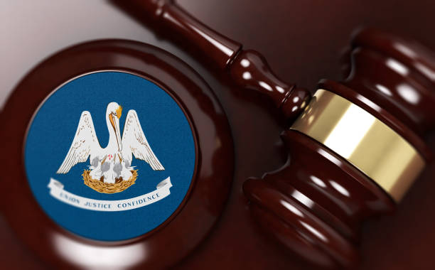 istock Gavel And Flag On Desk. Law Concept 1132274356