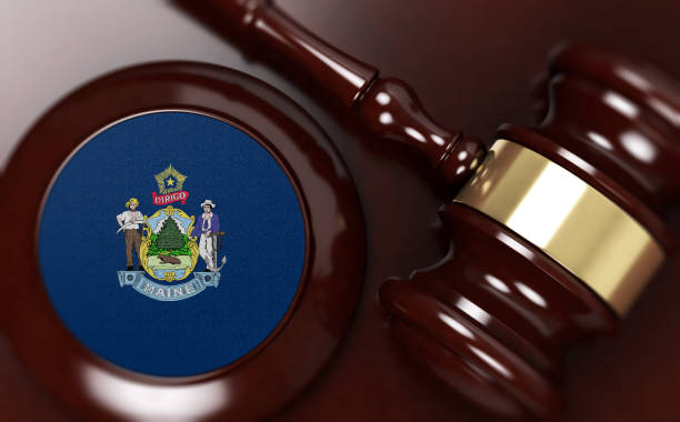 istock Gavel And Flag On Desk. Law Concept 1132274794
