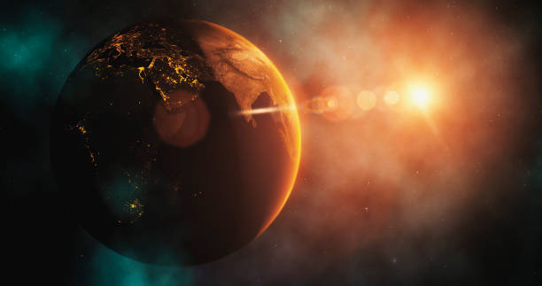 istock Sunrise over Earth from space with galaxy star 1132275058