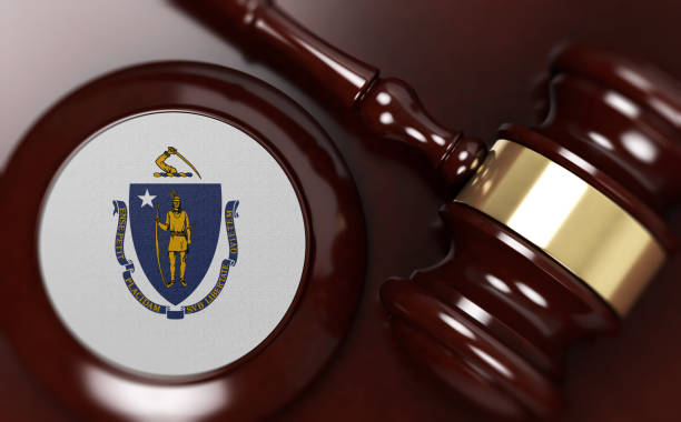 istock Gavel And Flag On Desk. Law Concept 1132275378