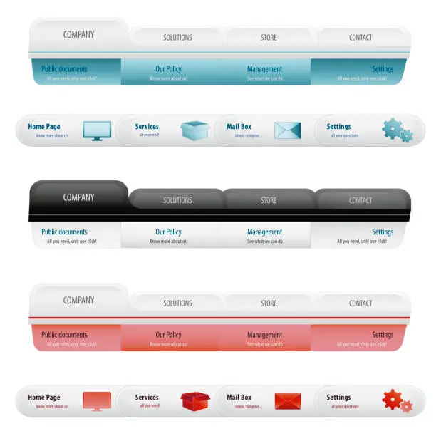 Set Menu Annotation Free psd web navigation html and css menus set Vector Images & Graphics ...