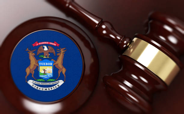 istock Gavel And Flag On Desk. Law Concept 1132276183
