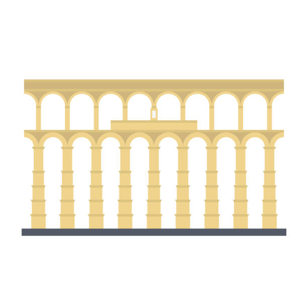 ilustraciones, imágenes clip art, dibujos animados e iconos de stock de acueducto de segovia, españa, icono vectorial - roman aqueduct