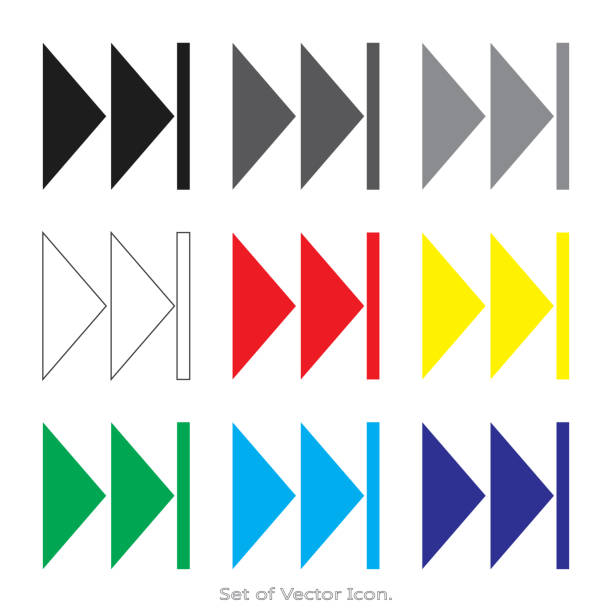 istock Arrow Set icons with nine Color Variations of flat style. 1132277198