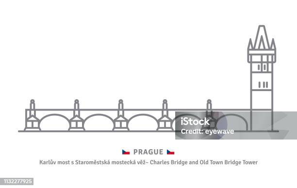 Charles Bridge At Prague Czech Republic Stock Illustration - Download Image Now - Charles Bridge, Prague, Architecture