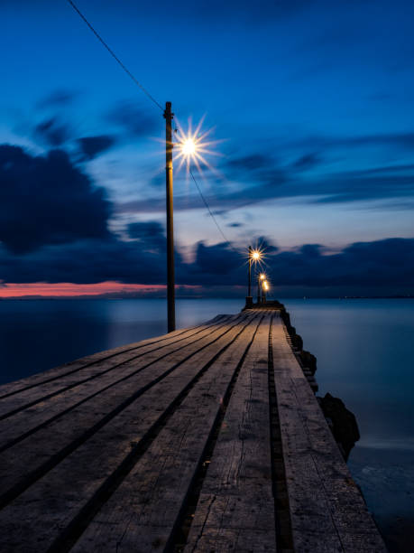 istock A wooden pier after sunset. 1132278522