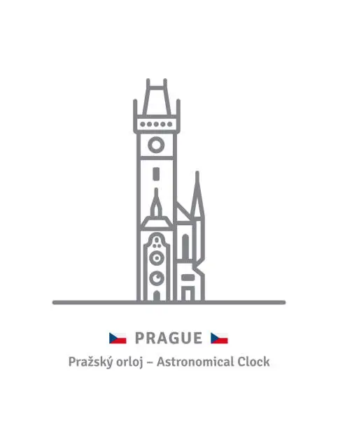 Vector illustration of Astronomical clock at Prague, Czech Republic