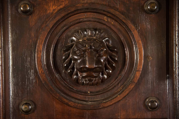 istock Wooden door decoration background 1132278827
