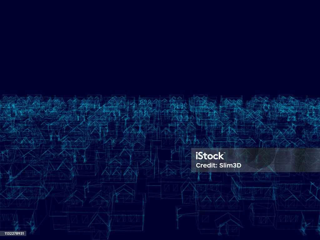 Perspective 3D of building wireframe - Vector illustration Perspective 3D of building wireframe. Background with blue frame buildings - Vector illustration House stock vector