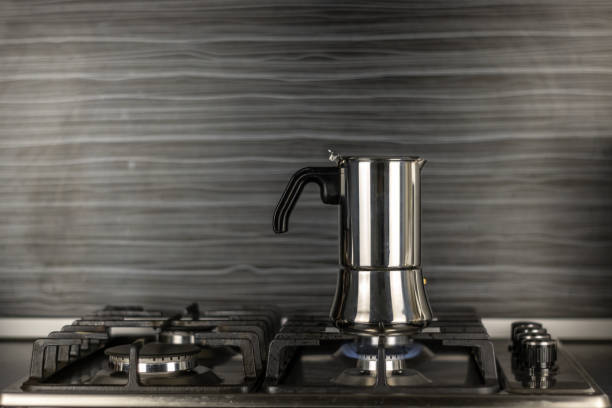 istock Geyser coffee maker from aluminum on the stove 1132279141