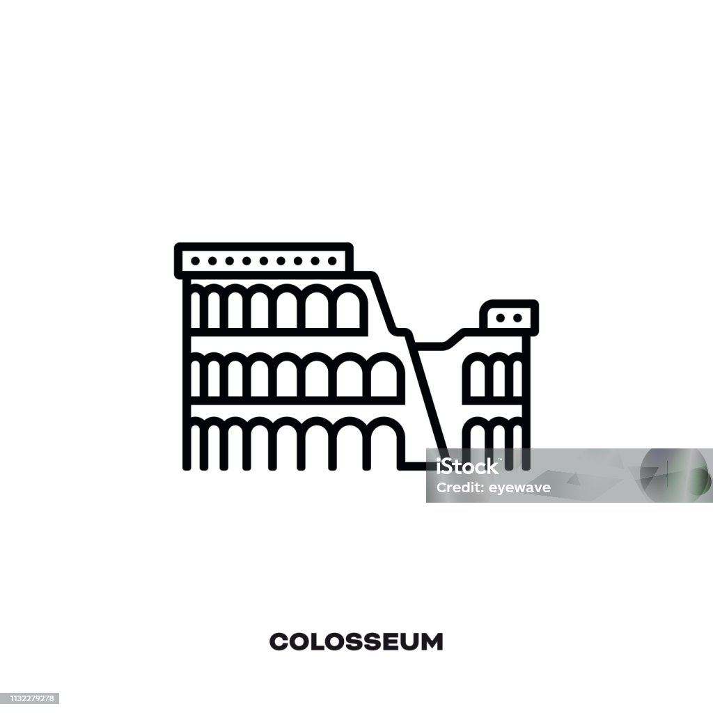 Colosseum of Rome vector line icon. Colosseum at Rome, Italy, vector line icon. International landmark and tourism symbol. Coliseum - Rome stock vector