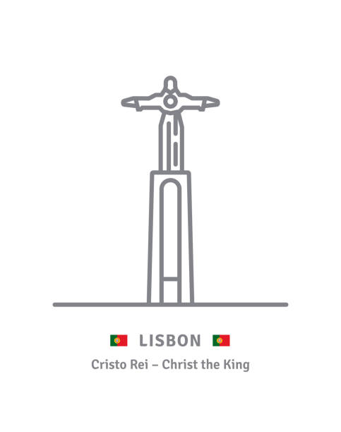 크리스토 레이 동상 앳 리스본, 포르투갈 - portuguese culture lisbon portugal portugal flag stock illustrations