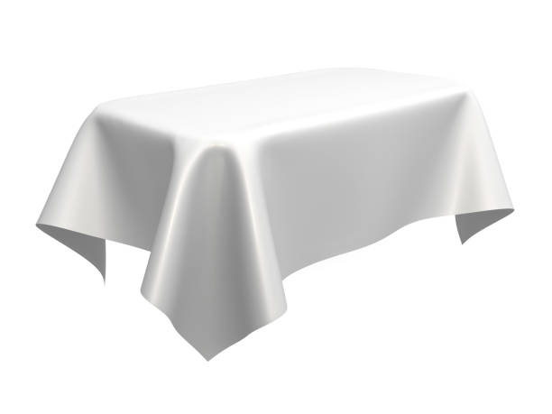 istock White silk elegance tablecloth. Trade show exhibition 1132281782